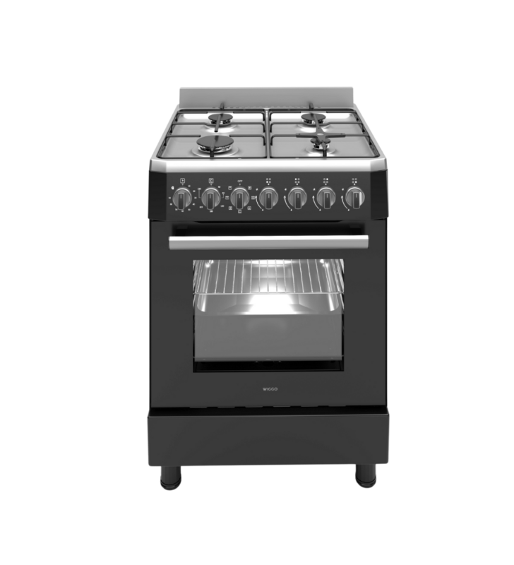 Wiggo WO-E609R(BX) Gas-Elektro Fornuis Zwart RVS